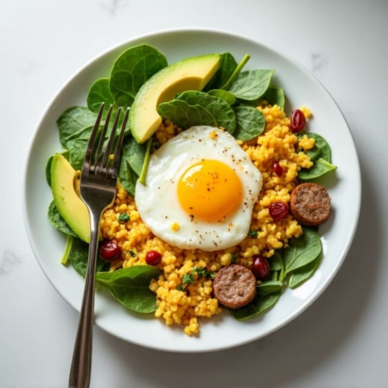 Egg White and Turkey Sausage Scramble with Spinach