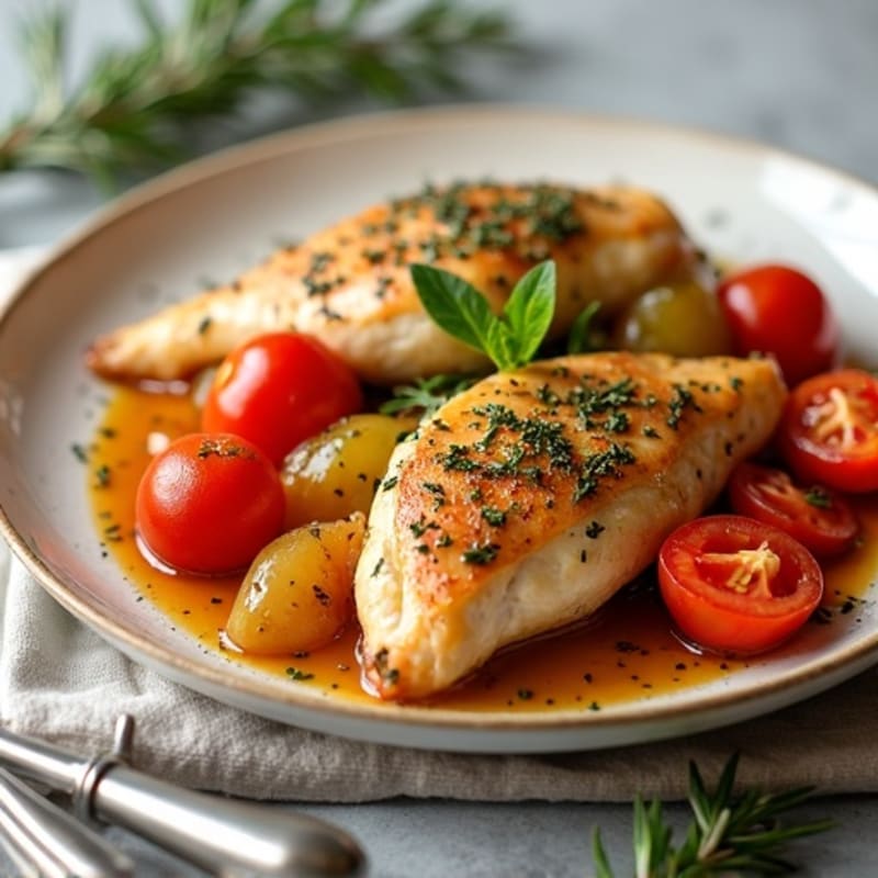 Herb-Braised Chicken with Bell Peppers and Tomatoes