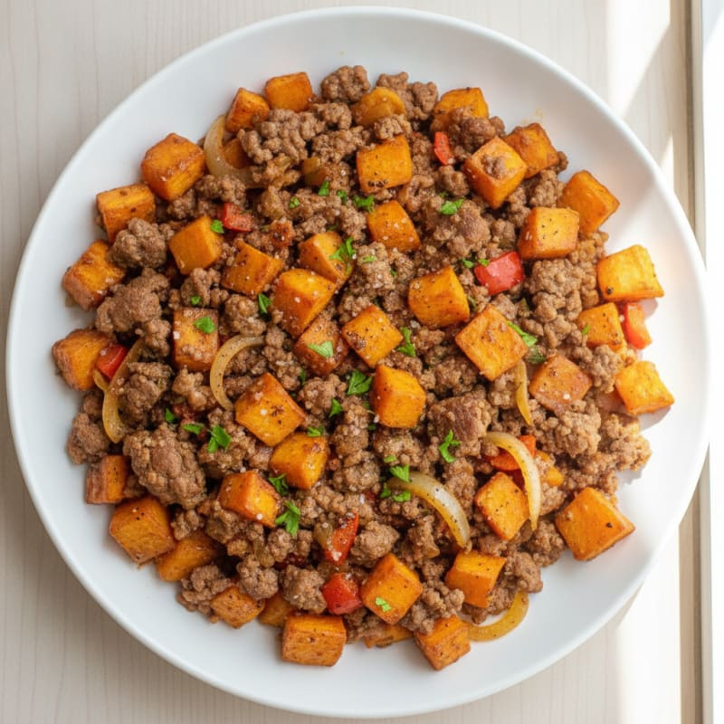 Ground Beef and Sweet Potato Skillet