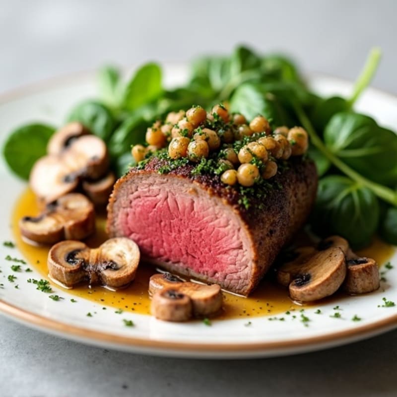 Herb-Roasted Beef Tenderloin with Savory Mushroom Stuffing