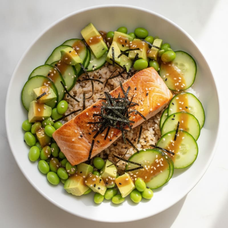 Sushi Rice Bowl with Salmon and Avocado