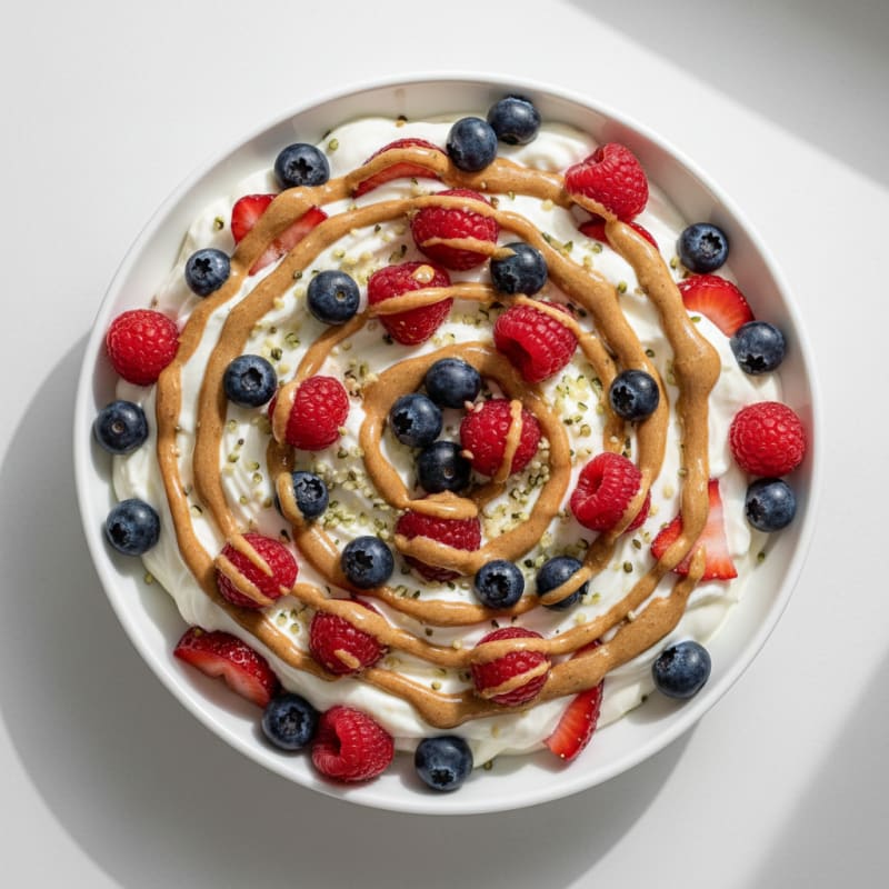 Greek Yogurt Protein Parfait with Mixed Berries and Almond Butter