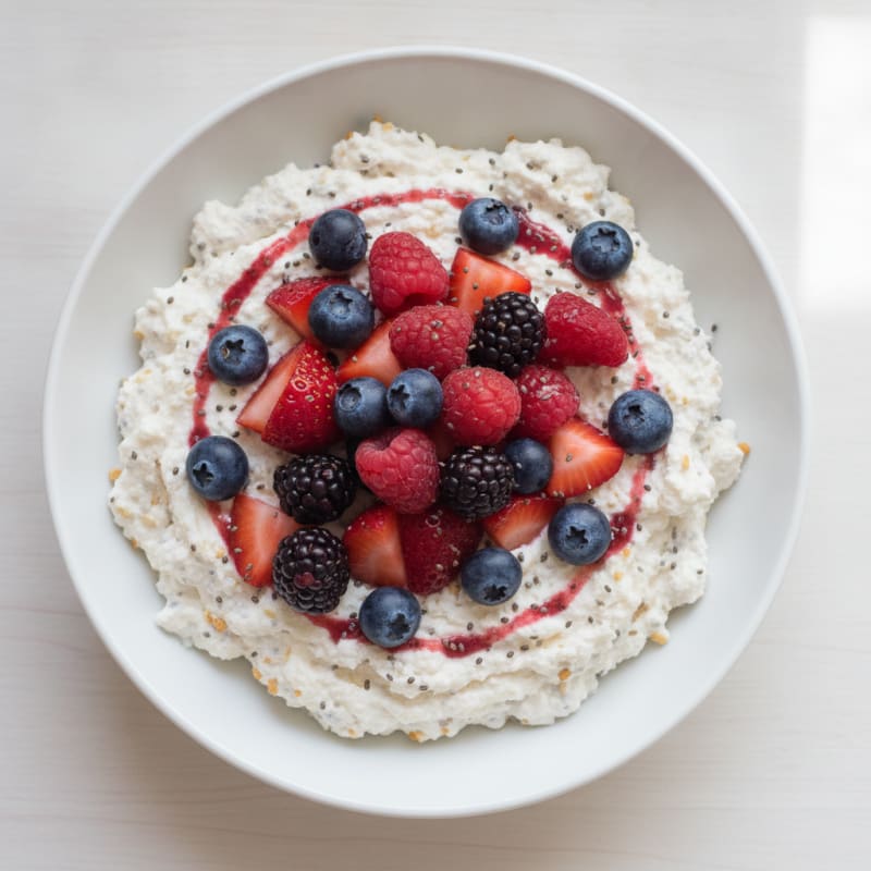 Greek Yogurt Protein Mousse with Mixed Berries