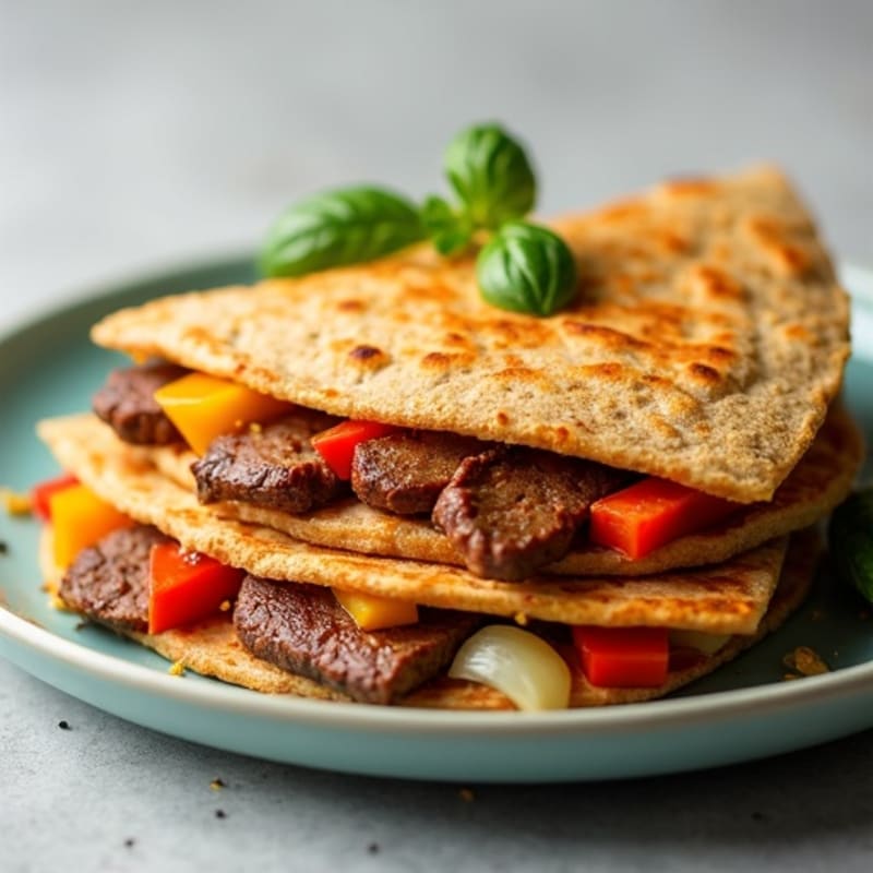 Crispy Lean Steak and Veggie Whole Wheat Quesadillas