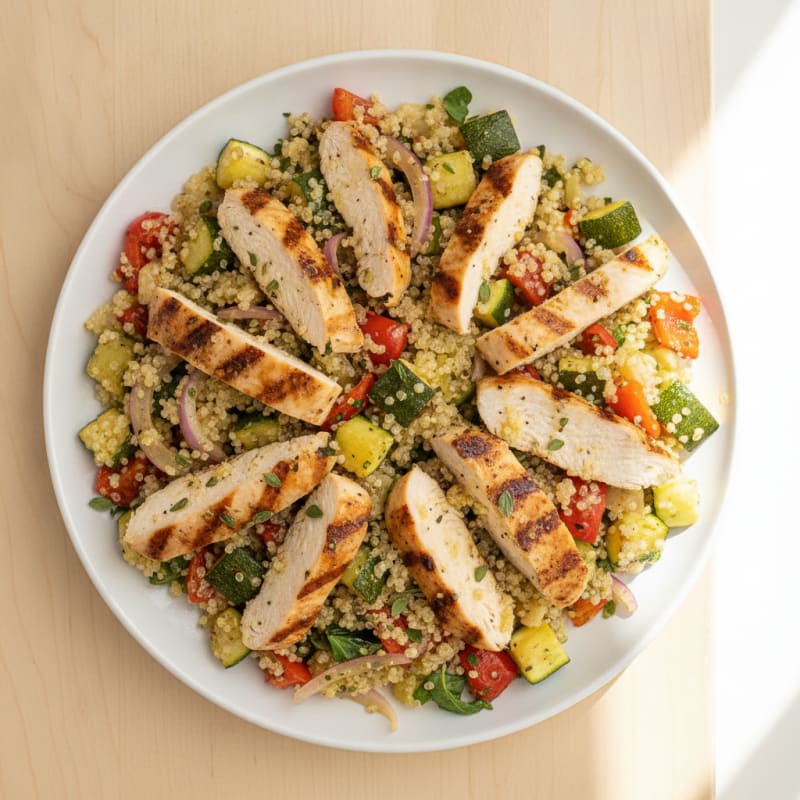 Grilled Chicken and Quinoa Salad with Roasted Vegetables