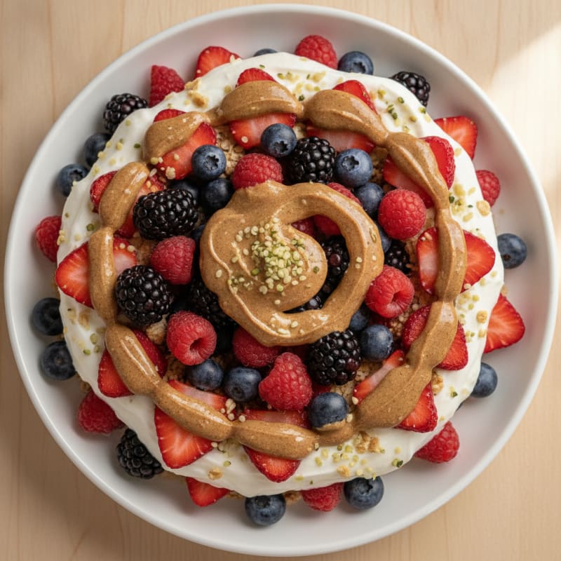 Greek Yogurt Parfait with Mixed Berries and Almond Butter