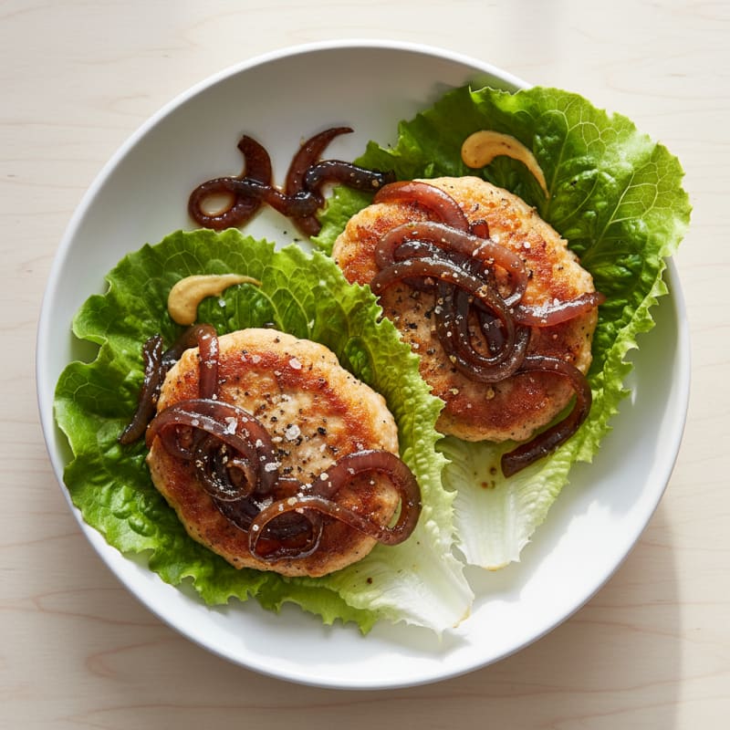 Ground Chicken Burgers with Caramelized Onions