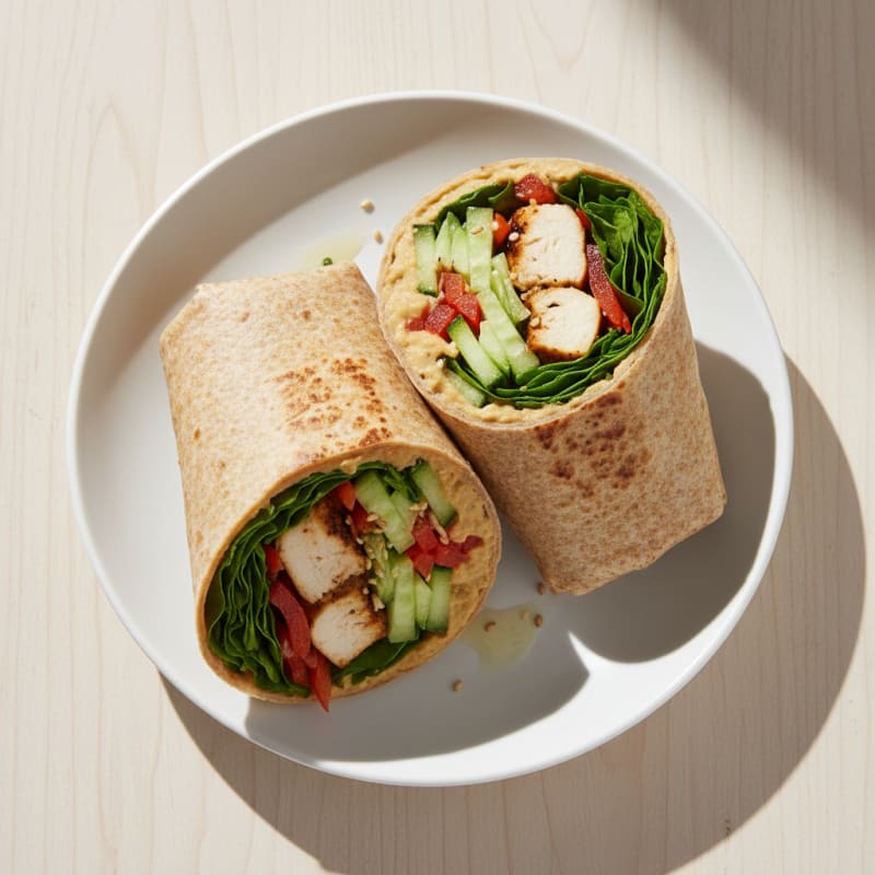 Grilled Chicken and Veggie Hummus Wraps