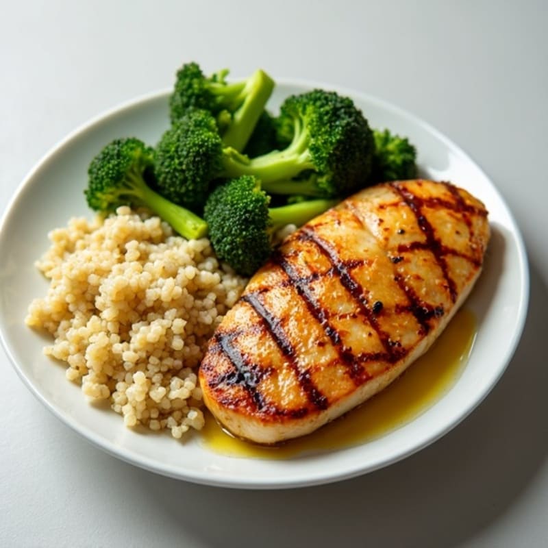 Grilled Chicken Breast with Quinoa and Steamed Broccoli