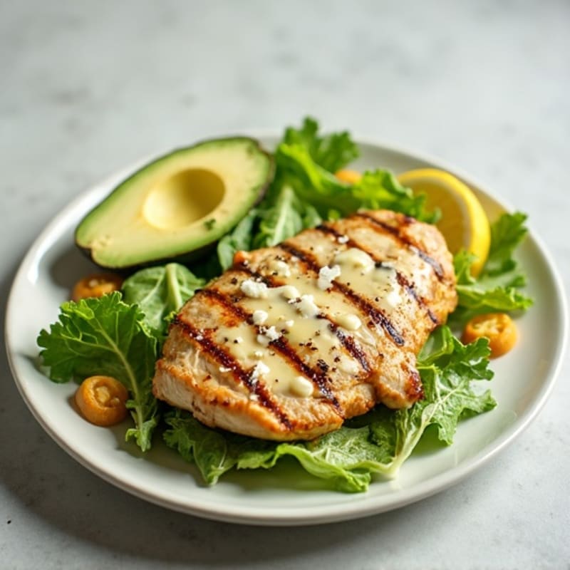 Grilled Chicken with Crispy Romaine and Creamy Lemon-Parmesan Dressing