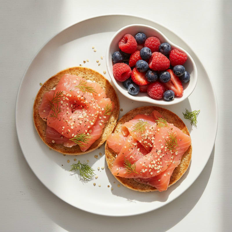 Smoked Salmon and Berry Power Bagel