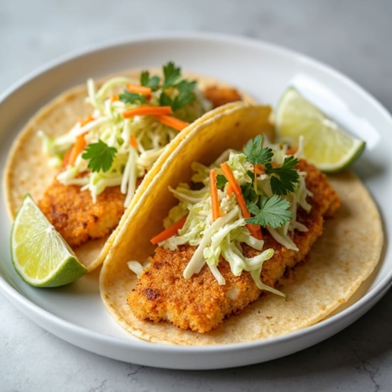 Crispy Baked Fish Tacos with Fresh Cabbage Slaw