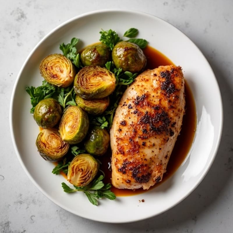 Roasted Chicken with Balsamic Glazed Brussels Sprouts