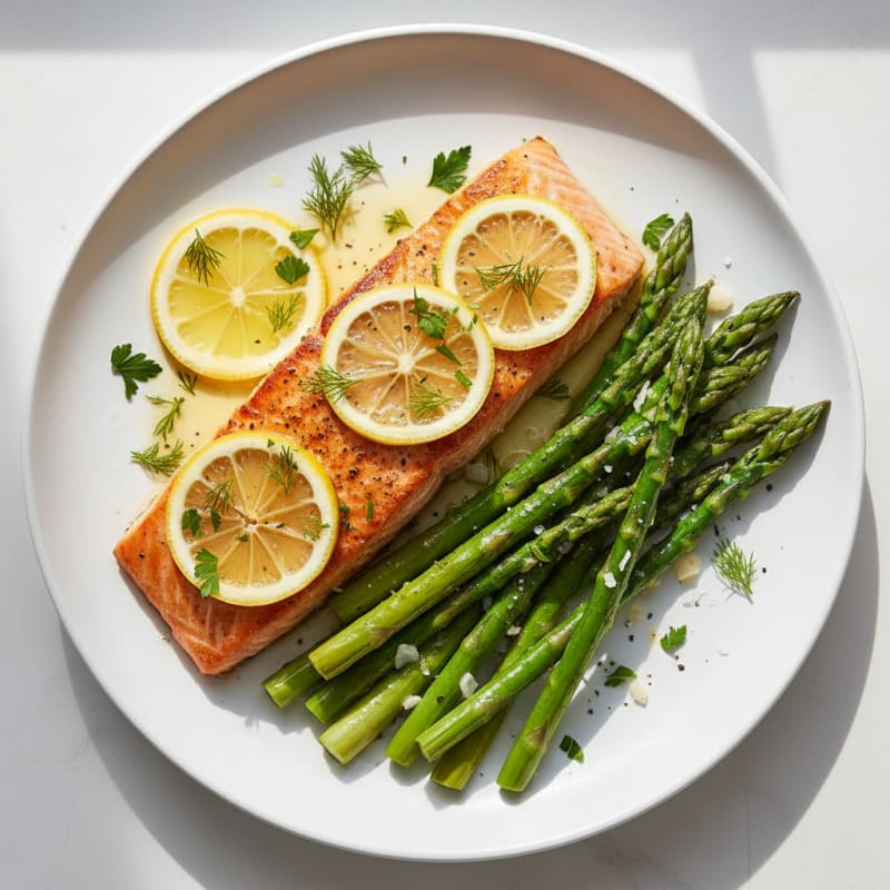 Lemon Herb Roasted Salmon with Asparagus