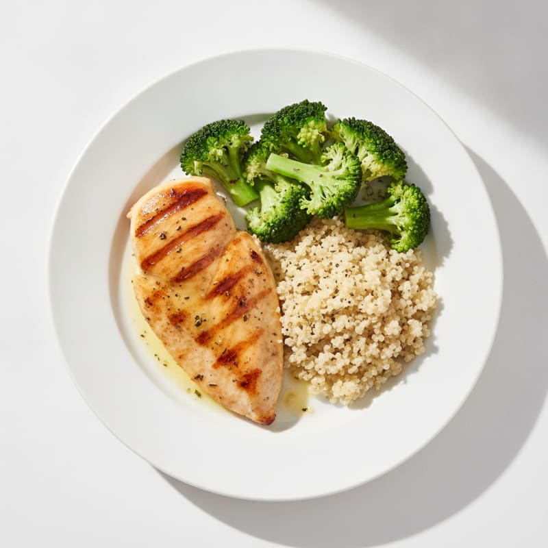 Grilled Chicken Breast with Quinoa and Steamed Broccoli