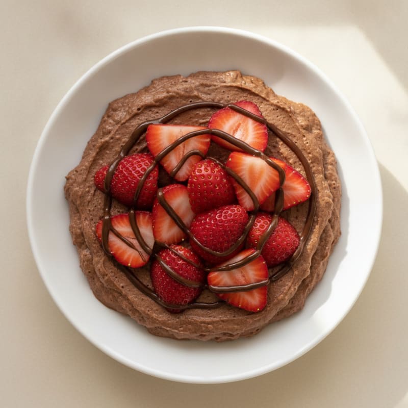 Silky Chocolate Protein Mousse with Fresh Strawberries