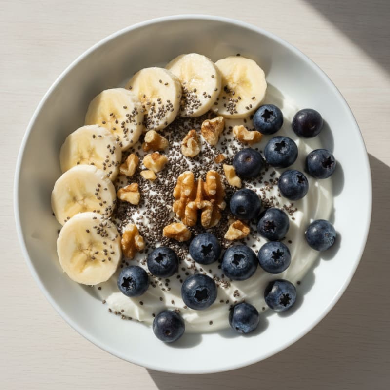 Greek Yogurt Berry Bowl with Banana and Chia Seeds