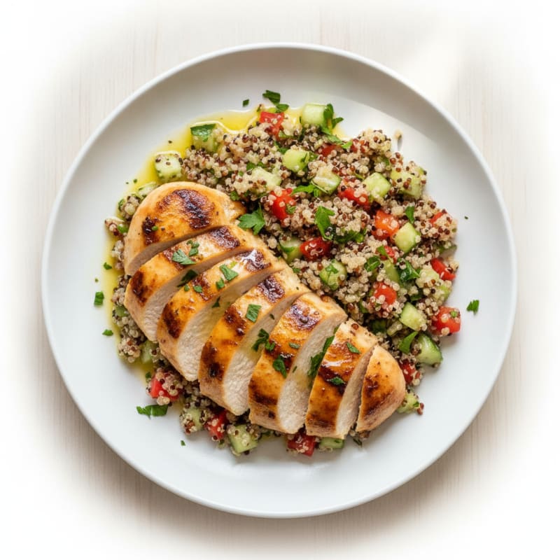 Grilled Chicken Breast with Crunchy Quinoa Salad