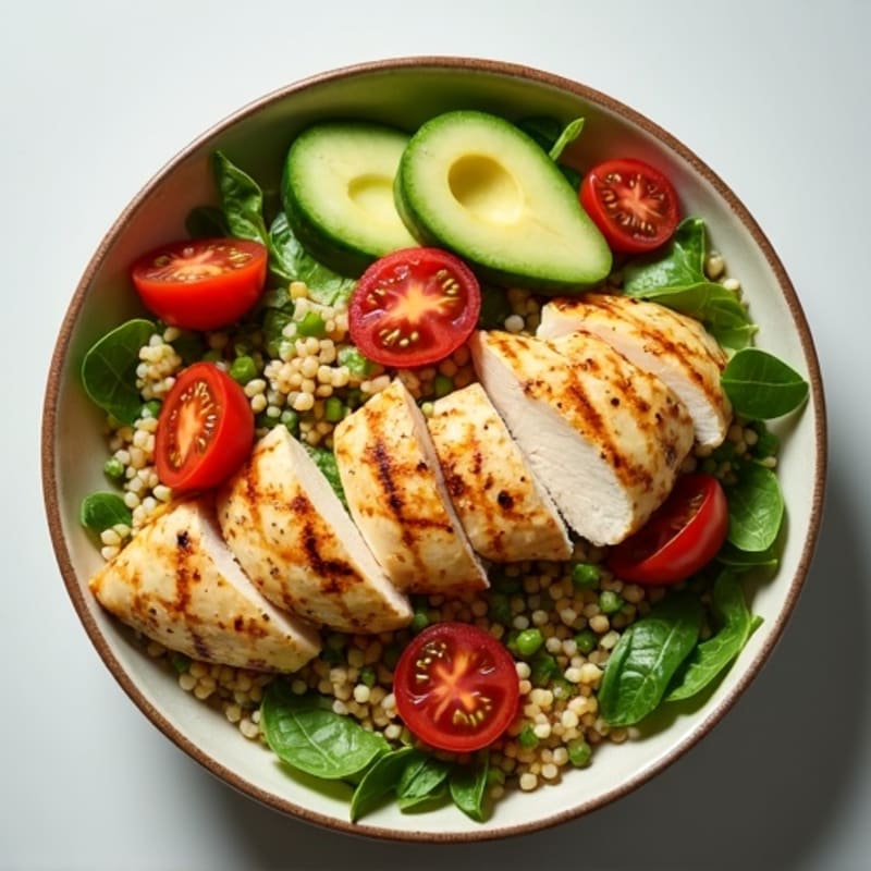 Grilled Chicken and Quinoa Bowl with Fresh Greens
