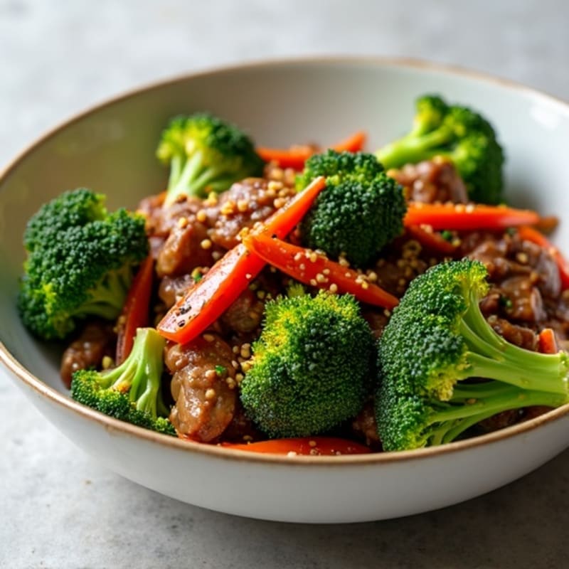 Garlic Ginger Beef and Crispy Broccoli Stir-Fry