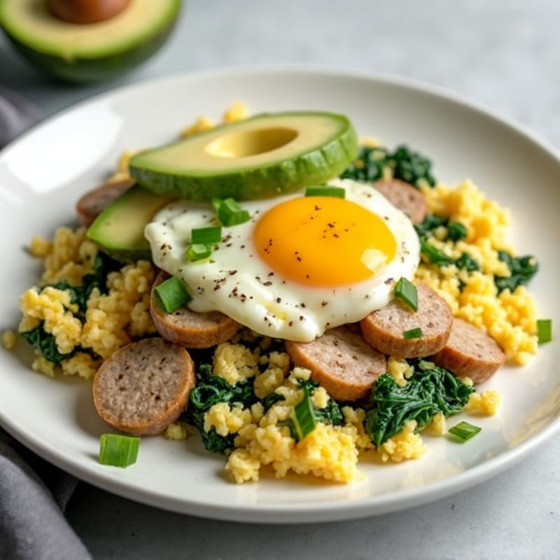 Egg White Scramble with Spinach and Turkey Sausage