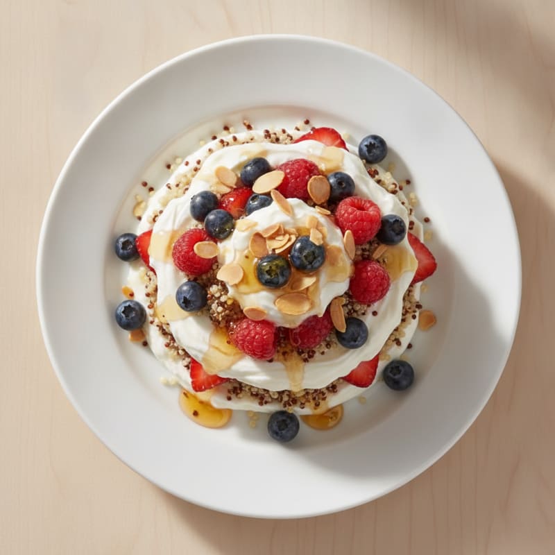 Creamy Greek Yogurt Parfait with Quinoa and Mixed Berries