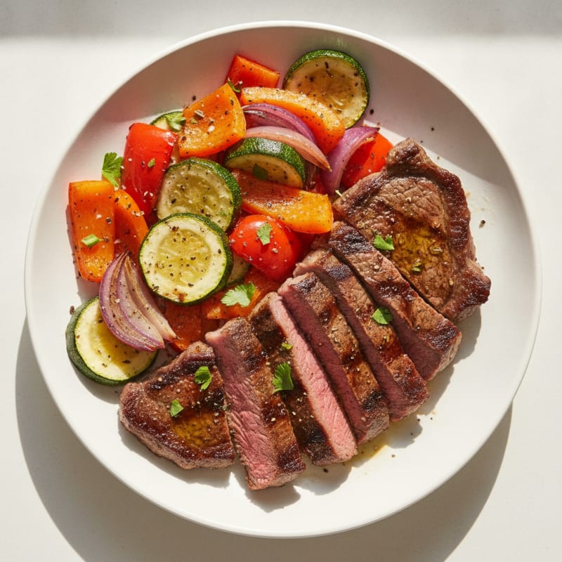 Grilled Skirt Steak with Roasted Vegetables