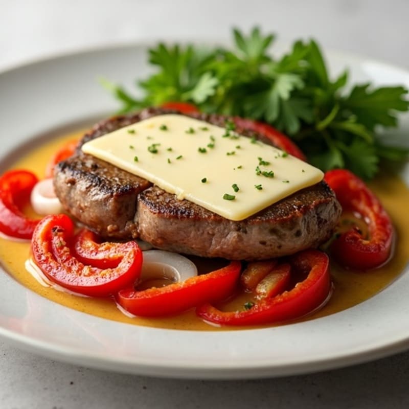 Lean Sautéed Steak and Bell Peppers with Creamy Provolone Sauce