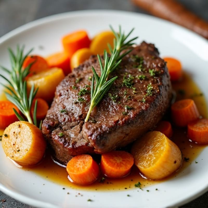 Herb-Crusted Tender Pot Roast with Root Vegetables