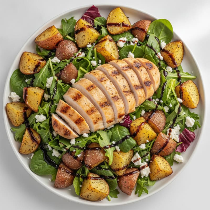 Grilled Chicken Salad with Roasted Potatoes