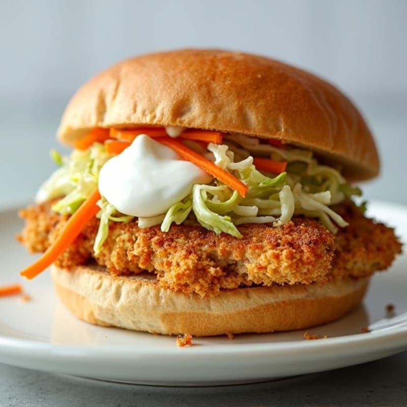 Crispy Baked Chicken Sandwich with Creamy Slaw