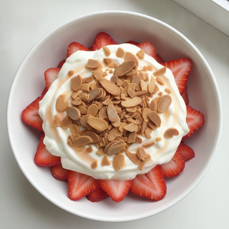 Strawberry Protein Yogurt Parfait with Almonds
