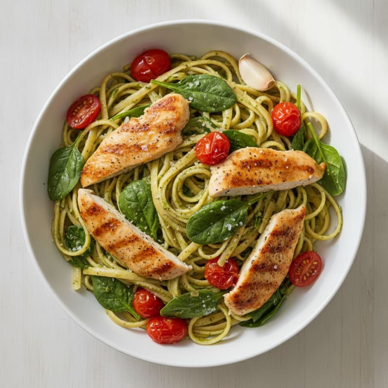 Creamy Pesto Chicken Linguine