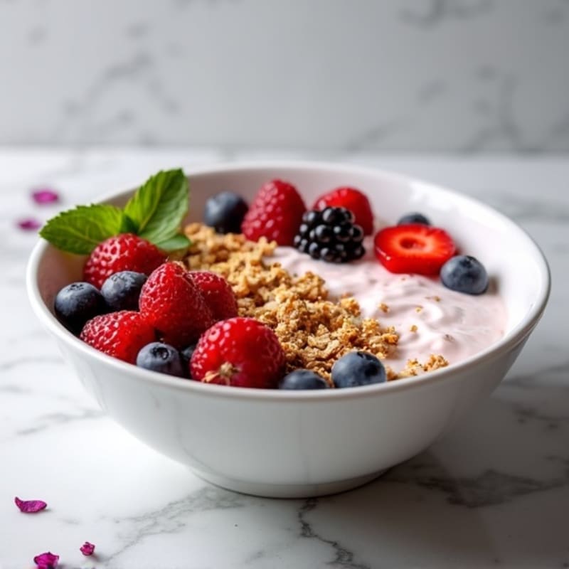 Creamy Greek Yogurt Bowl with Mixed Berries and Protein Granola