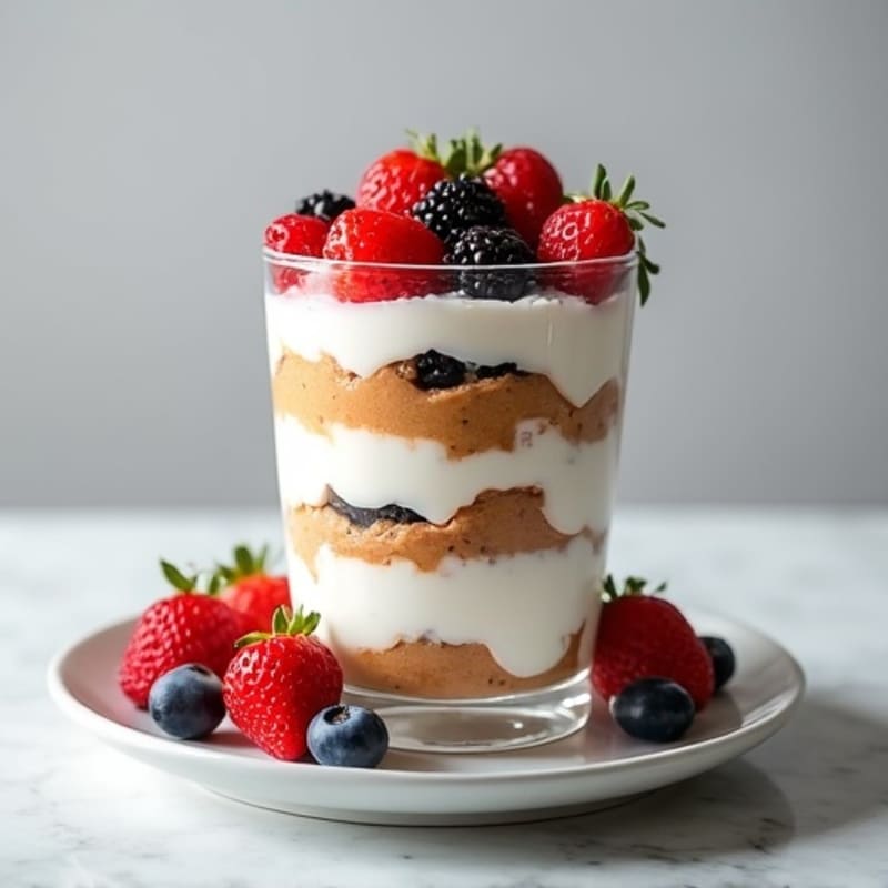Greek Yogurt Protein Parfait with Almond Butter and Berries