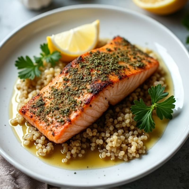 Herb-Crusted Pan Seared Salmon with Quinoa