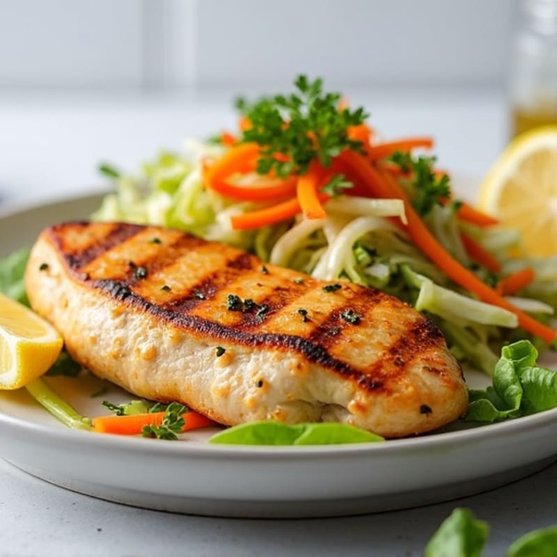 Grilled Chicken Breast with Crunchy Cabbage Slaw