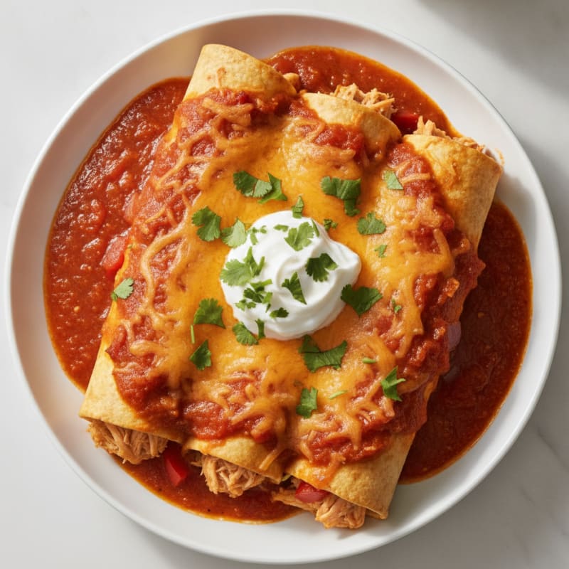 Chicken Enchiladas with Red Chili Sauce