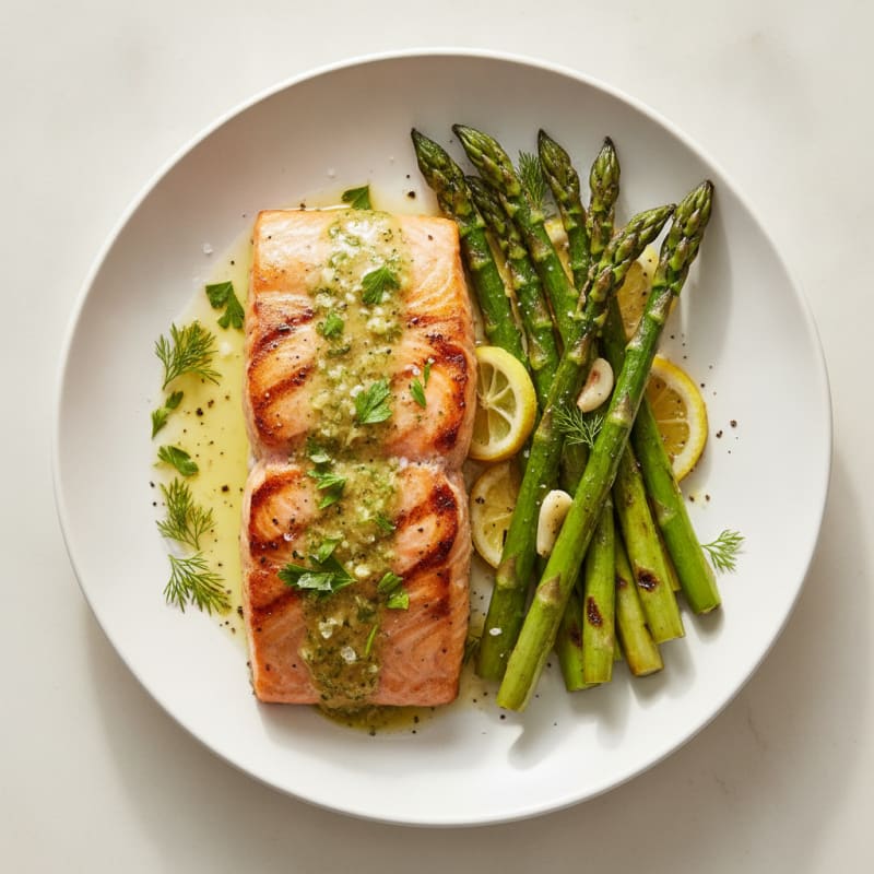Lemon Herb Grilled Salmon with Asparagus