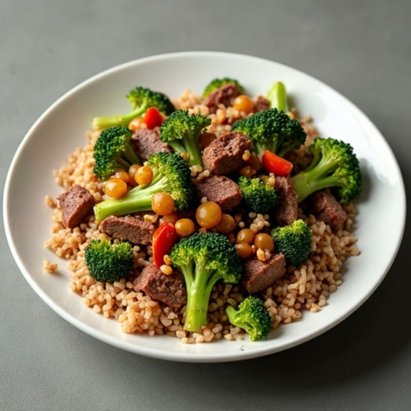 Lean Beef and Crispy Broccoli Stir-Fry with Brown Rice