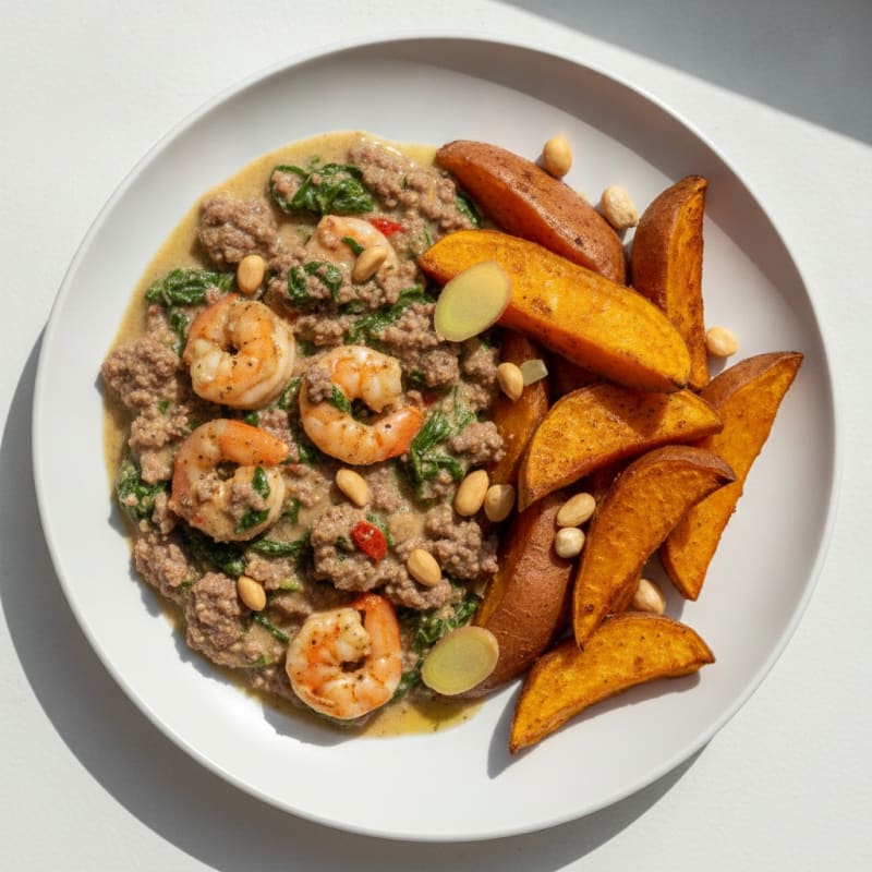 Ndole with Roasted Sweet Potatoes
