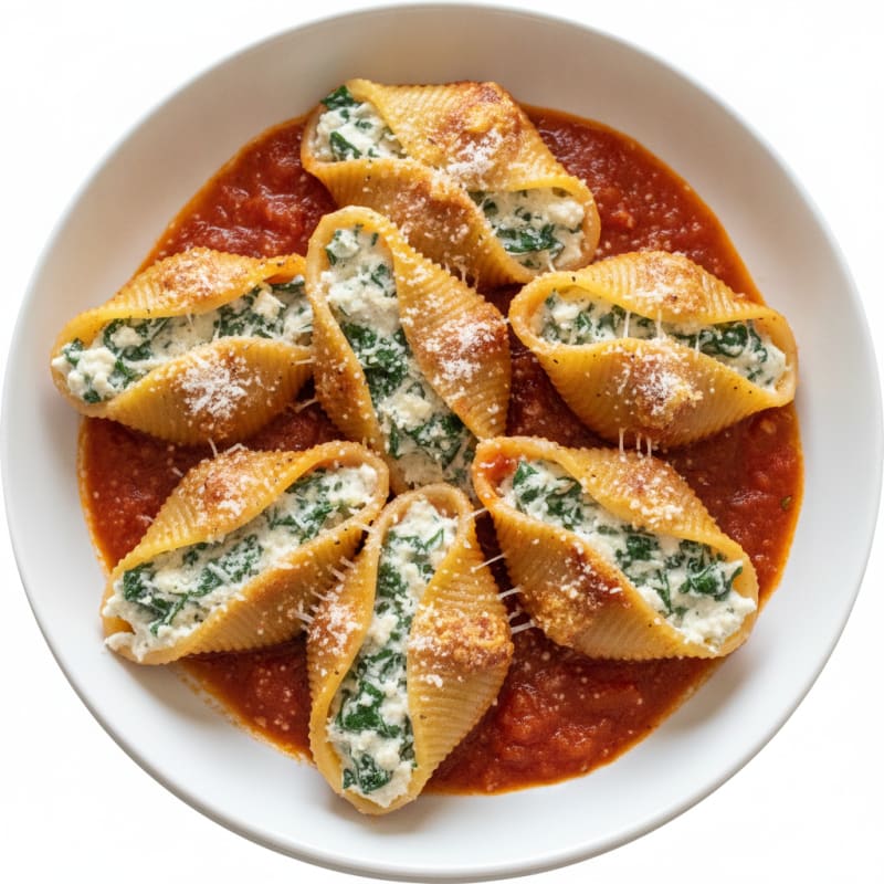 Spinach Ricotta Stuffed Shells with Marinara