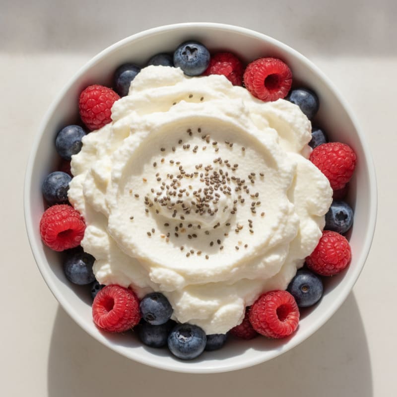 High-Protein Greek Yogurt Parfait with Whey Protein and Berries
