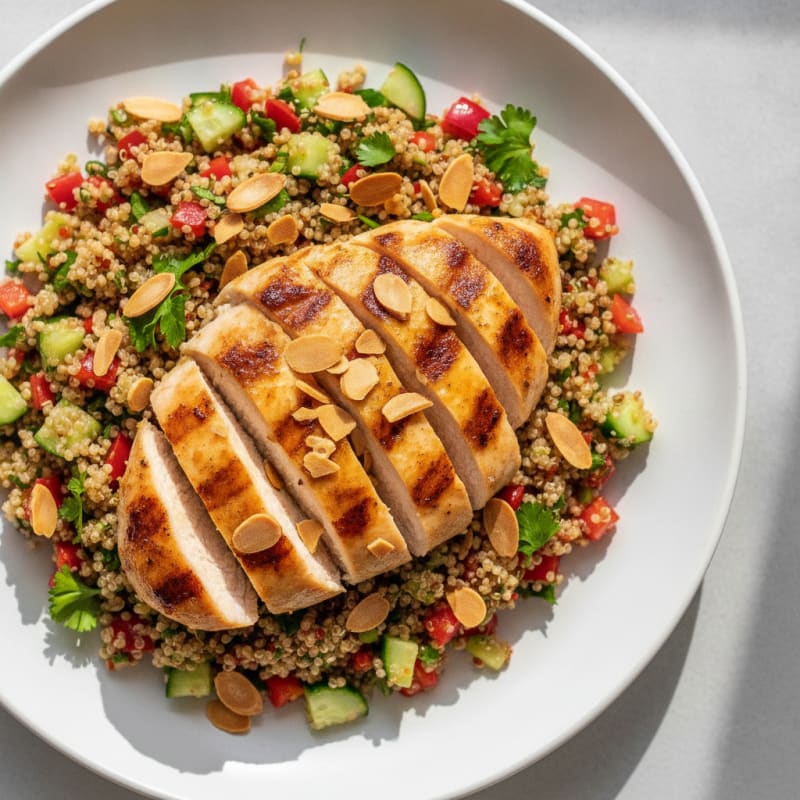 Grilled Chicken Breast with Crunchy Quinoa Salad