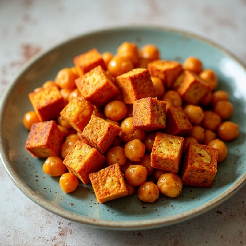 Crunchy Roasted Chickpeas with Smoky Paprika & Crispy Tofu