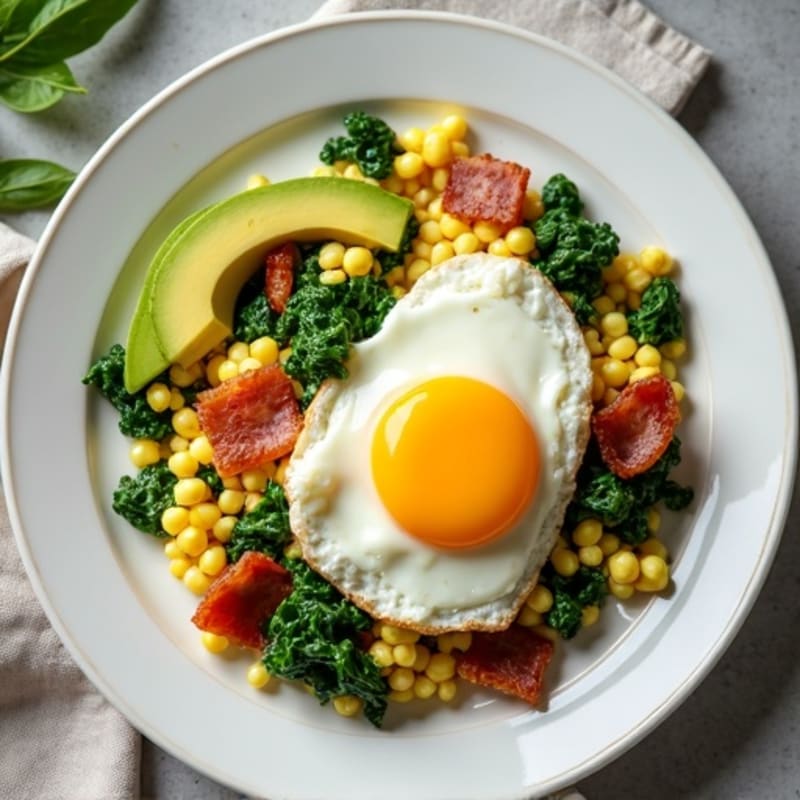 Cottage Cheese Scramble with Spinach and Turkey Bacon