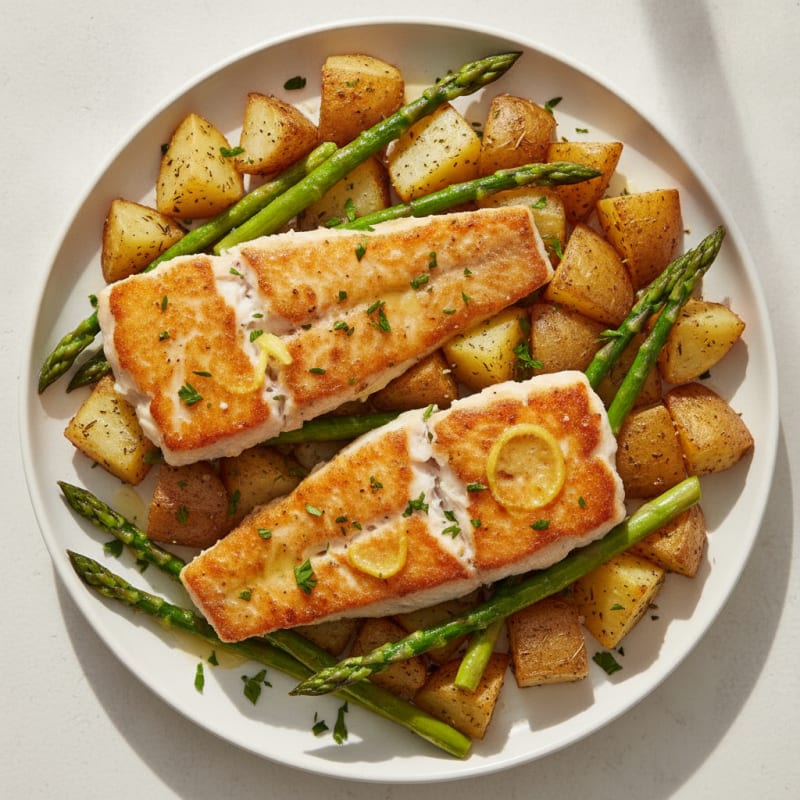Pan-Seared Basa with Roasted Herb Potatoes