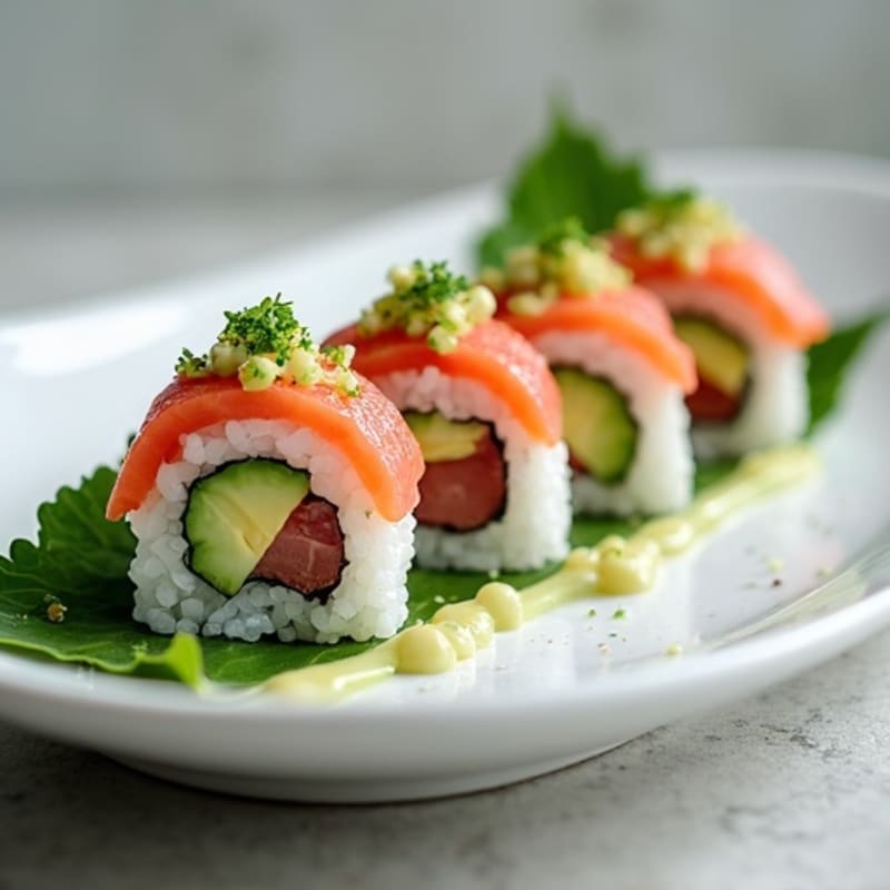 Fresh Tuna Avocado Roll with Cucumber Crunch