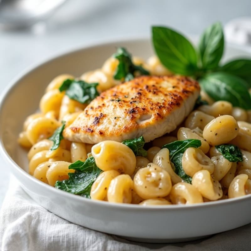 Healthy Creamy Garlic Chicken Pasta