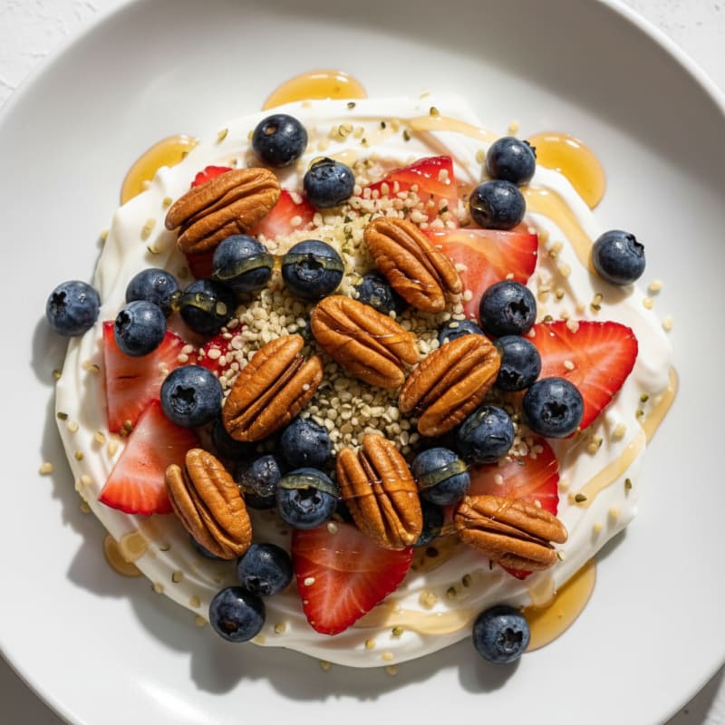Silky Greek Yogurt Bowl with Berries and Hemp Seeds